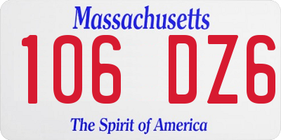 MA license plate 106DZ6