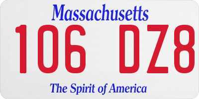 MA license plate 106DZ8