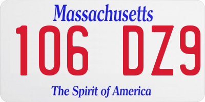 MA license plate 106DZ9
