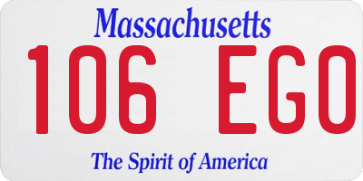 MA license plate 106EG0