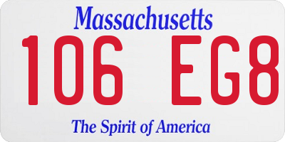 MA license plate 106EG8