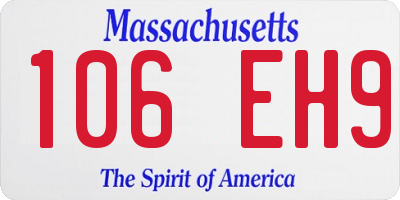 MA license plate 106EH9