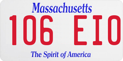 MA license plate 106EI0