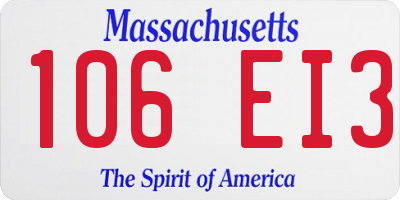 MA license plate 106EI3