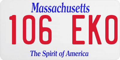 MA license plate 106EK0