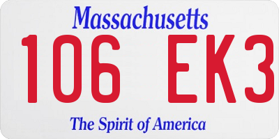 MA license plate 106EK3
