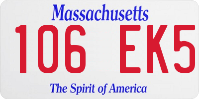 MA license plate 106EK5