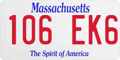 MA license plate 106EK6