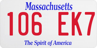 MA license plate 106EK7