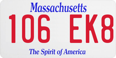 MA license plate 106EK8