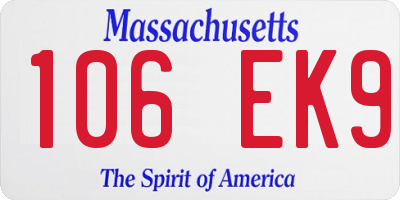 MA license plate 106EK9