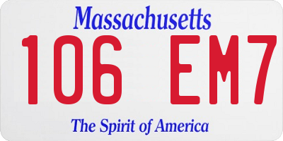 MA license plate 106EM7