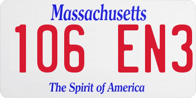 MA license plate 106EN3