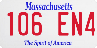 MA license plate 106EN4