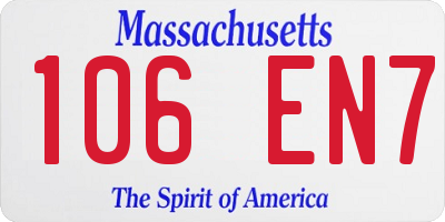 MA license plate 106EN7