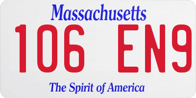 MA license plate 106EN9