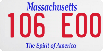 MA license plate 106EO0