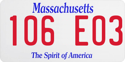 MA license plate 106EO3
