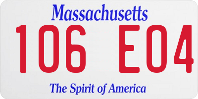 MA license plate 106EO4