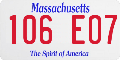 MA license plate 106EO7