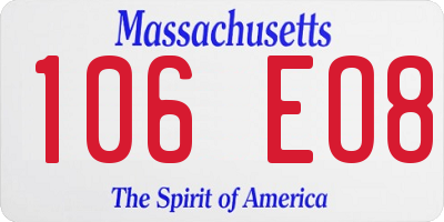MA license plate 106EO8
