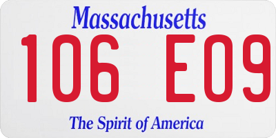 MA license plate 106EO9