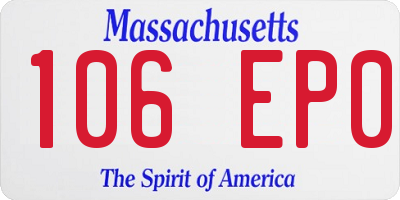 MA license plate 106EP0