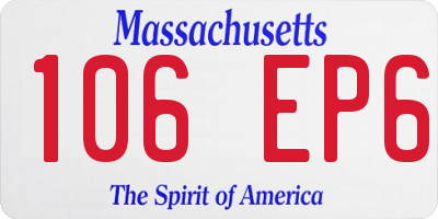 MA license plate 106EP6