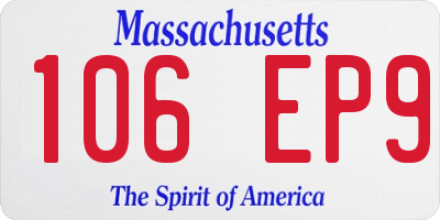MA license plate 106EP9