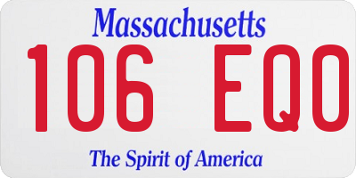 MA license plate 106EQ0