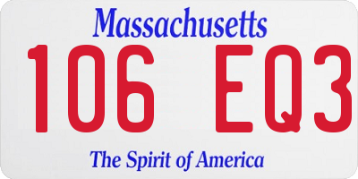MA license plate 106EQ3