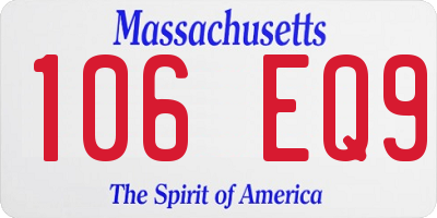 MA license plate 106EQ9