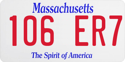 MA license plate 106ER7