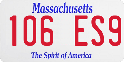 MA license plate 106ES9