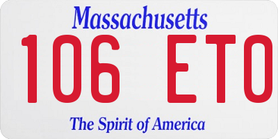 MA license plate 106ET0