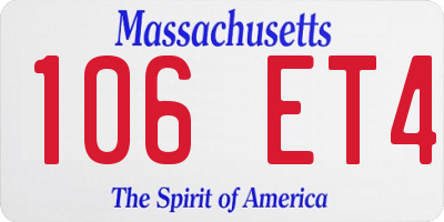 MA license plate 106ET4