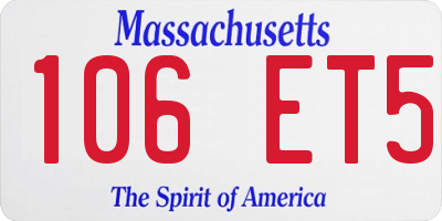 MA license plate 106ET5