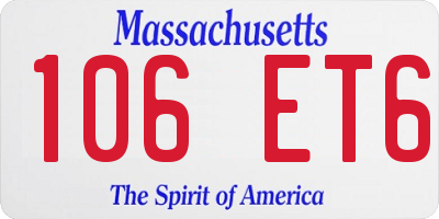 MA license plate 106ET6