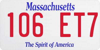 MA license plate 106ET7