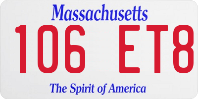 MA license plate 106ET8