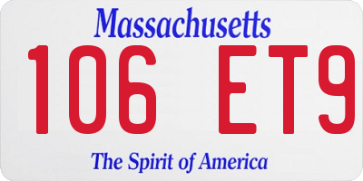 MA license plate 106ET9