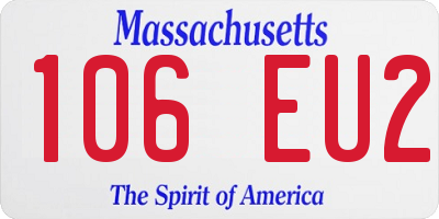 MA license plate 106EU2
