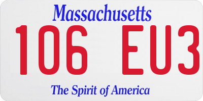 MA license plate 106EU3