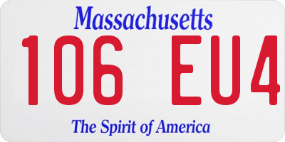 MA license plate 106EU4