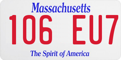 MA license plate 106EU7