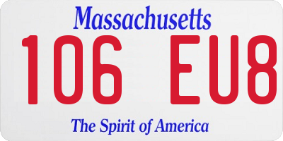 MA license plate 106EU8