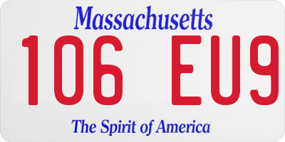 MA license plate 106EU9