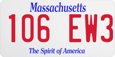 MA license plate 106EW3