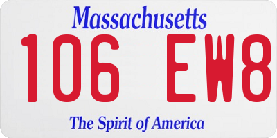 MA license plate 106EW8