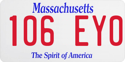 MA license plate 106EY0